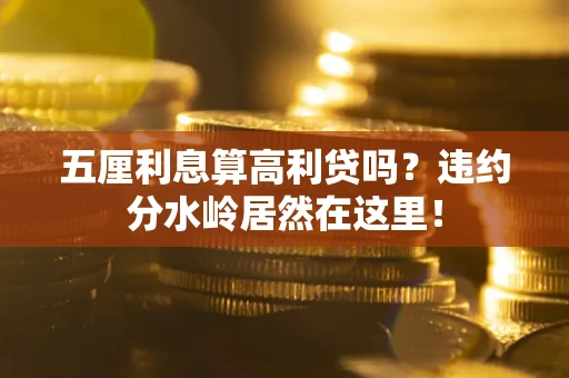 武汉五厘利息算高利贷吗？违约分水岭居然在这里！